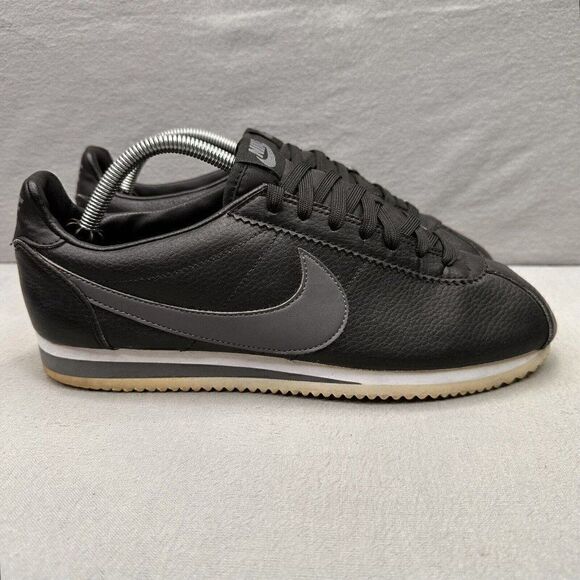 Nike Classic Cortez Mens Size 9.5 Shoes‎ Black Dark Gray Leather Sneakers 2019